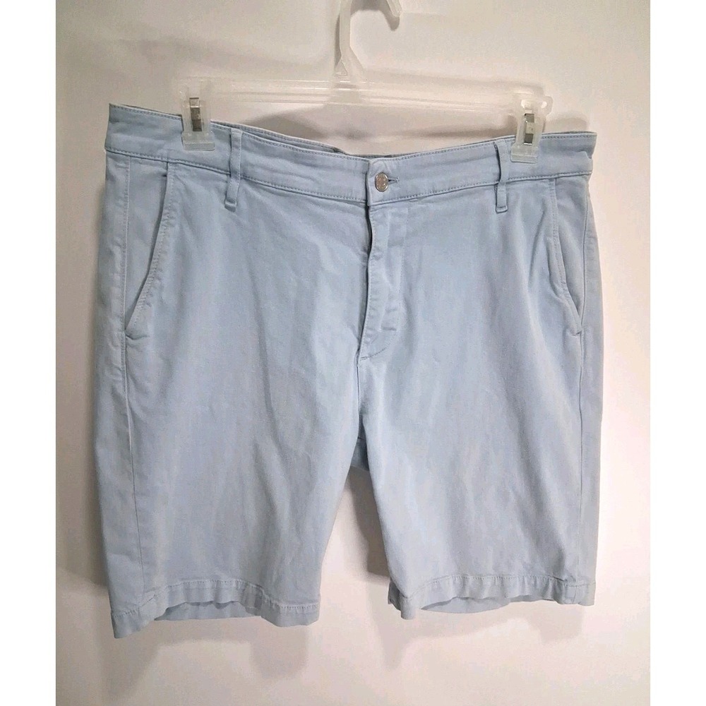 7 For All Mankind Men's 36 Sz Large Light Blue Chino Shorts Cotton Rayon Spandex